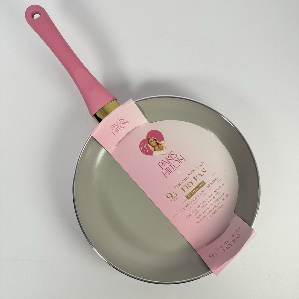 Paris Hilton 9.5" Ceramic Nonstick Fry Pan Pink Aluminum‎ Induction Safe